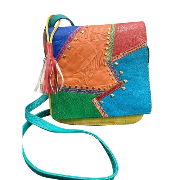 VTG Pinky Purse Women’s 1Size Shoulder Bag/Crossbody Embossed Leather Multicolor - Picture 1 of 8